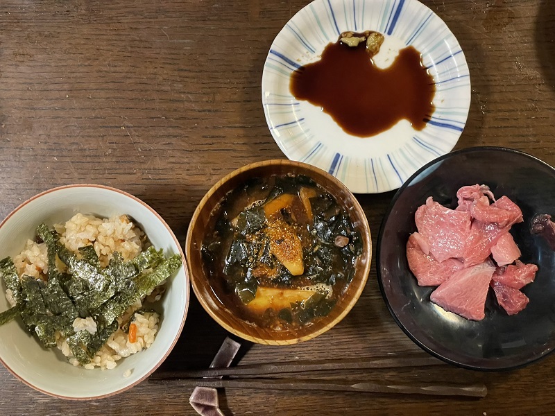 クロダイの刺身の晩ご飯